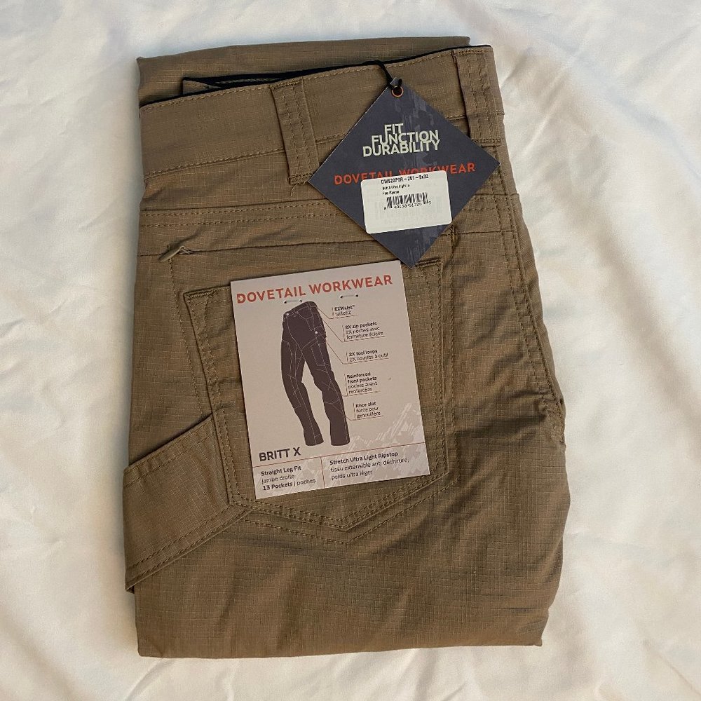 Dovetail Britt X-Ultra Light Ripstop work pants 8/32 - NWT